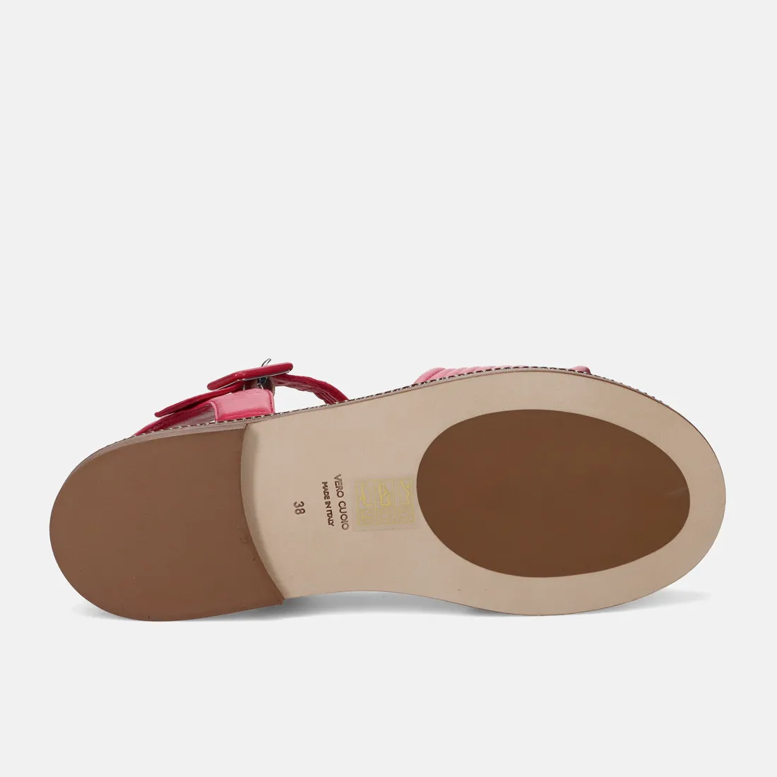 Sandalo Lorenzo Masiero in pelle fucsia con plantare imbottito