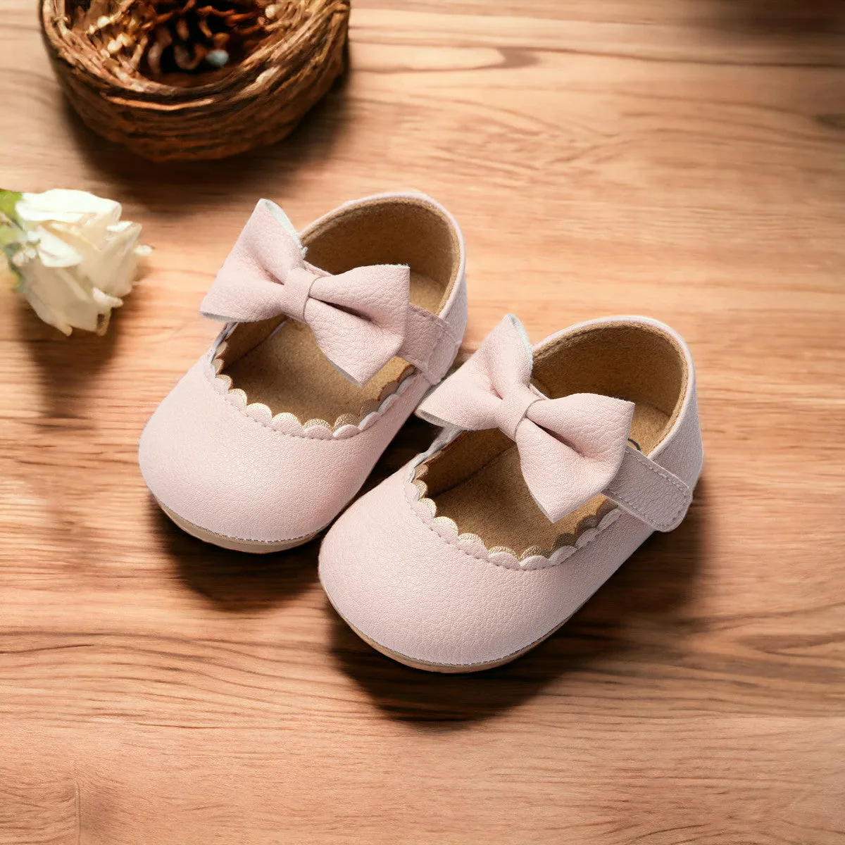 Scarpe da Bambina Rosa in ecopelle con fiocco e velcro