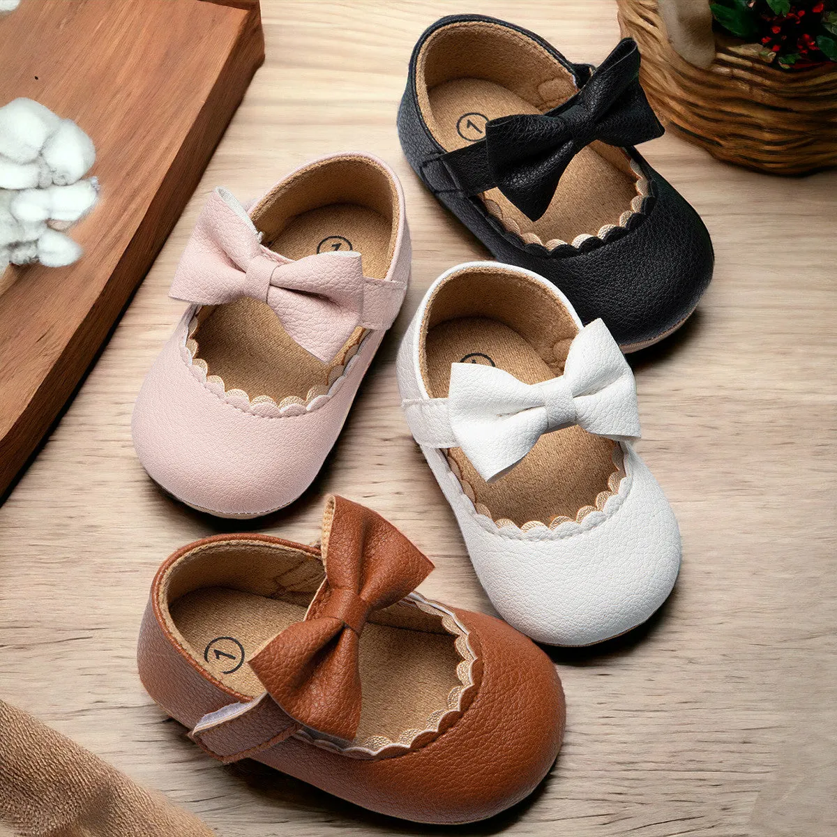 Scarpe da Bambina Rosa in ecopelle con fiocco e velcro