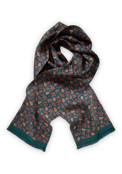 Sciarpa elegante con disegno paisley turchese scuro