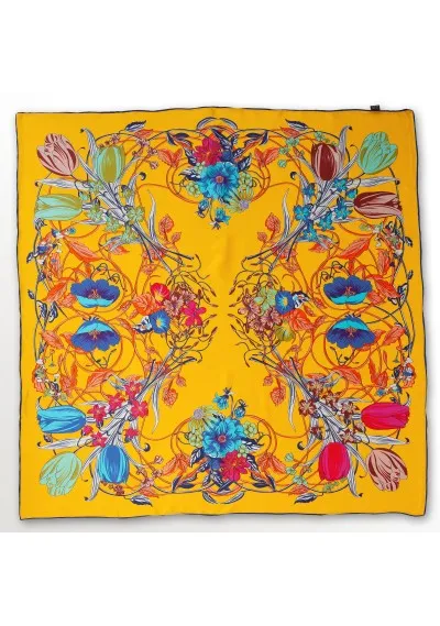 Sciarpa elegante giallo oro stile floreale