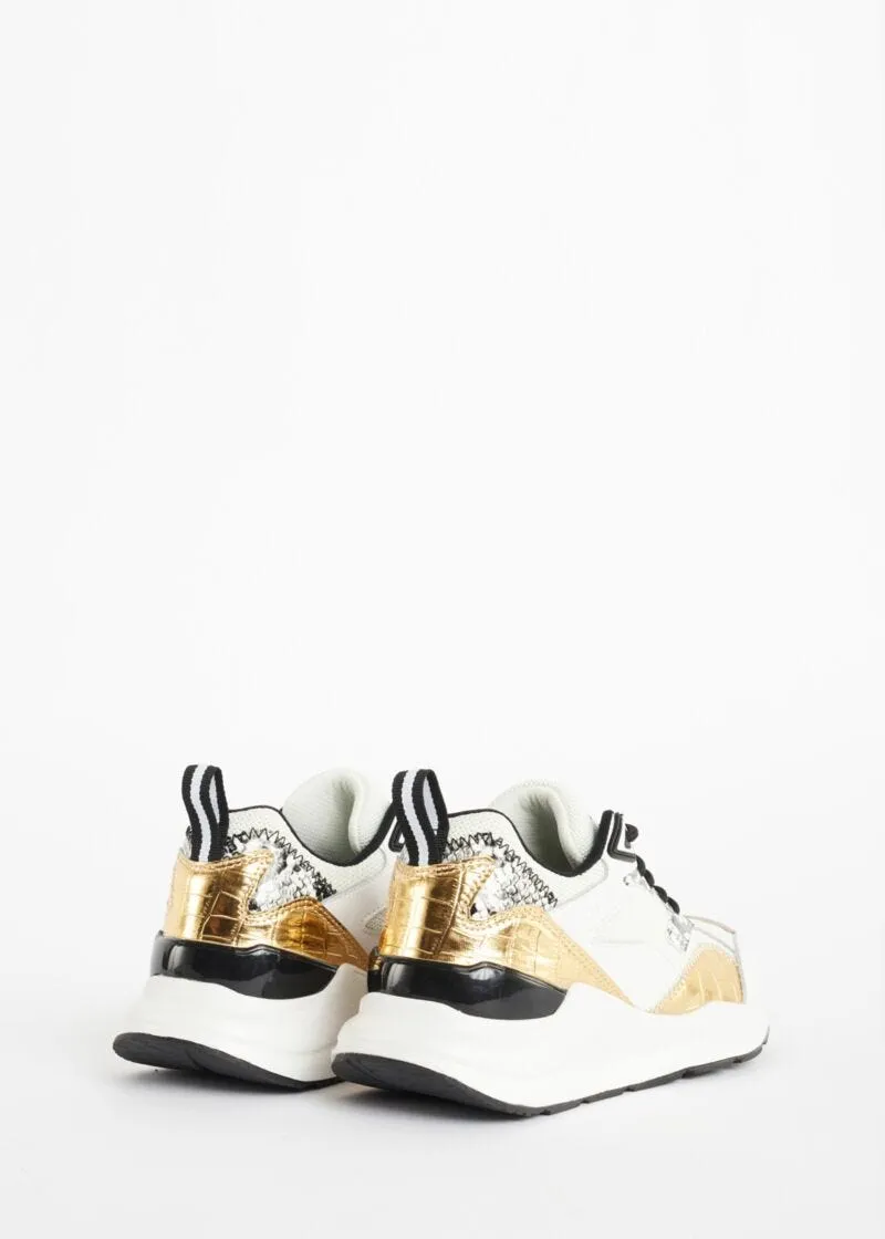 Sneaker con stampa cocco e pitone