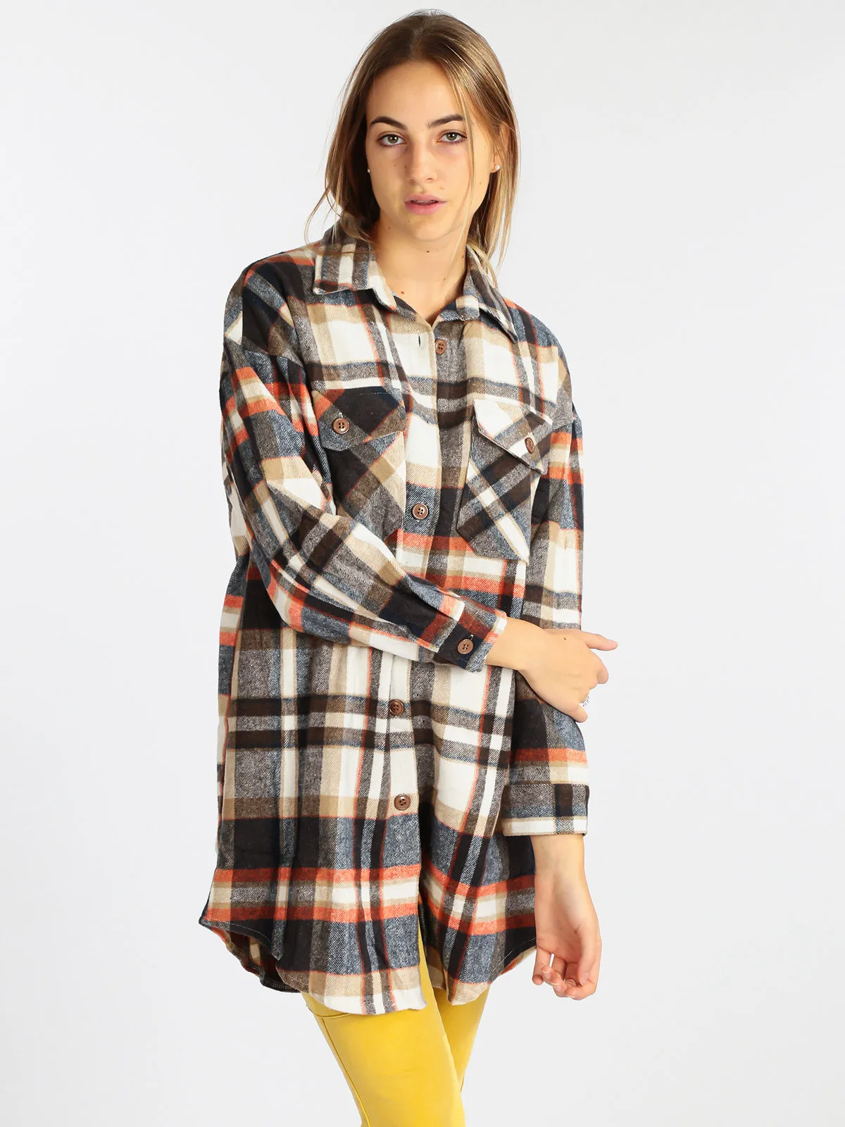 Solada Chemise à carreaux oversize femme