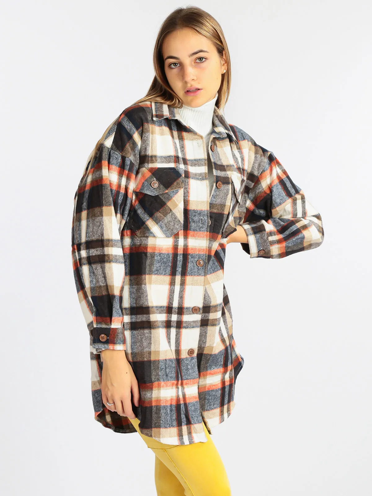 Solada Chemise à carreaux oversize femme
