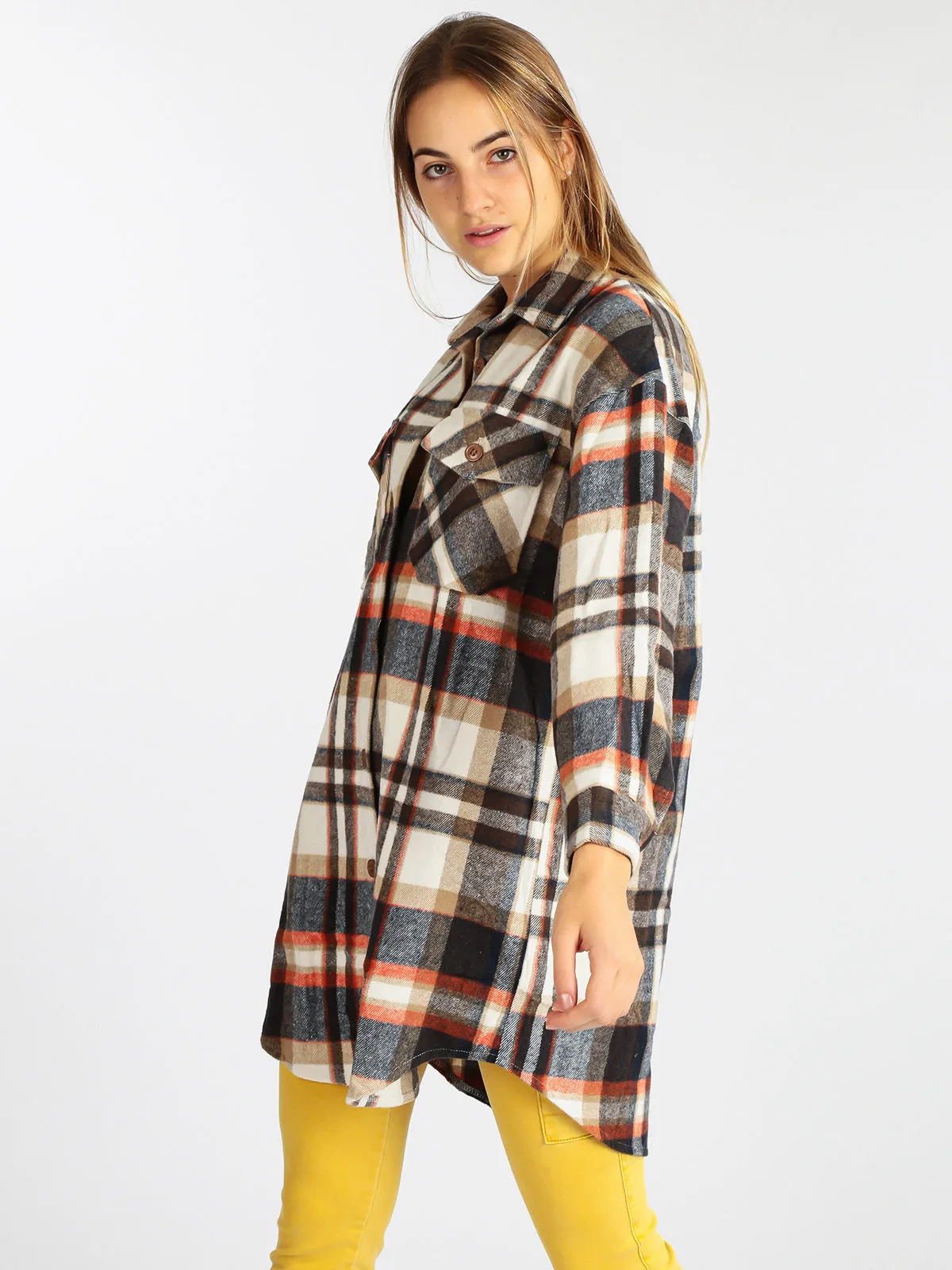 Solada Chemise à carreaux oversize femme