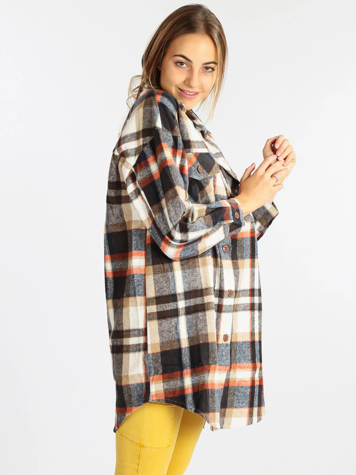 Solada Chemise à carreaux oversize femme