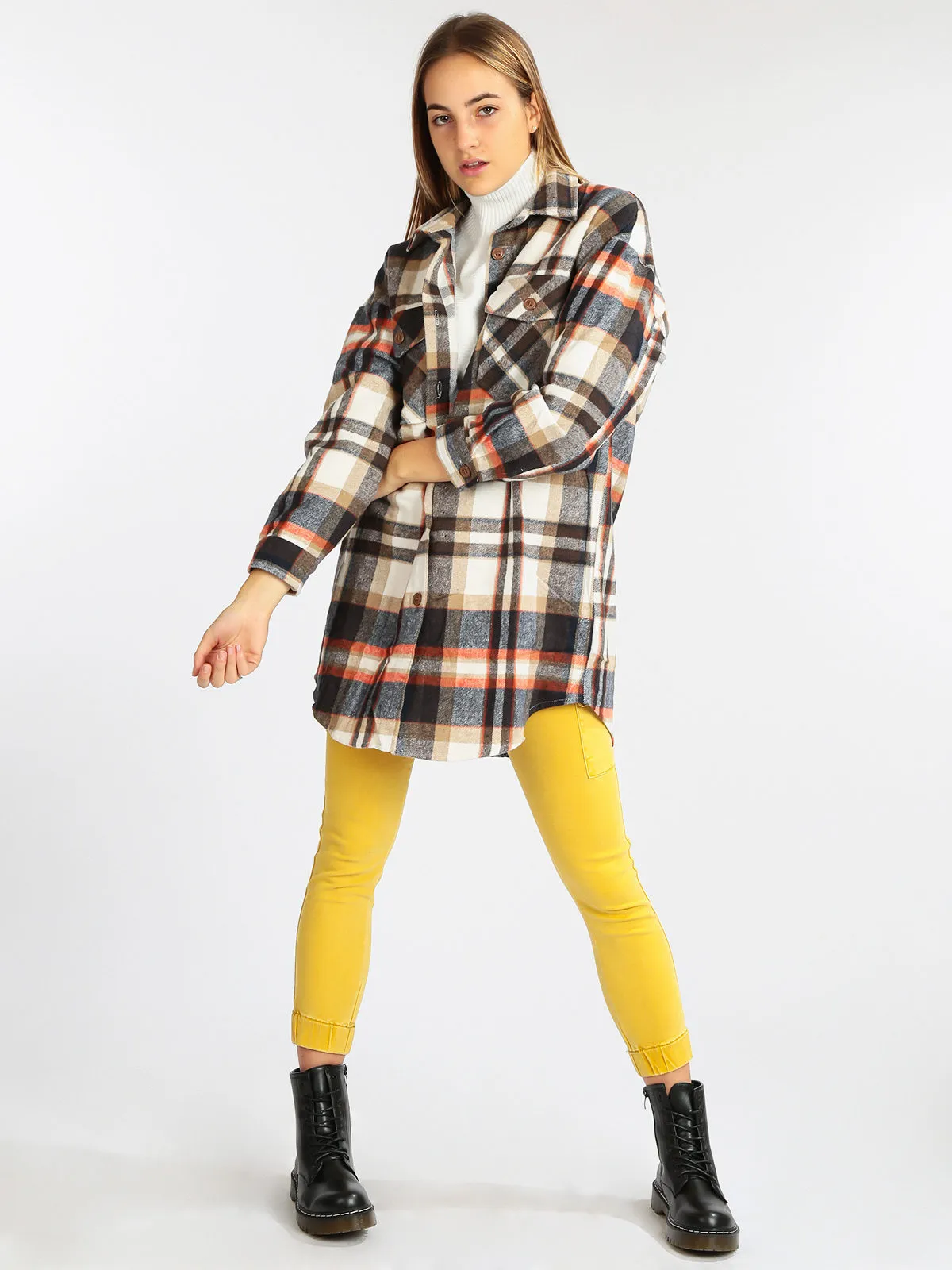 Solada Chemise à carreaux oversize femme