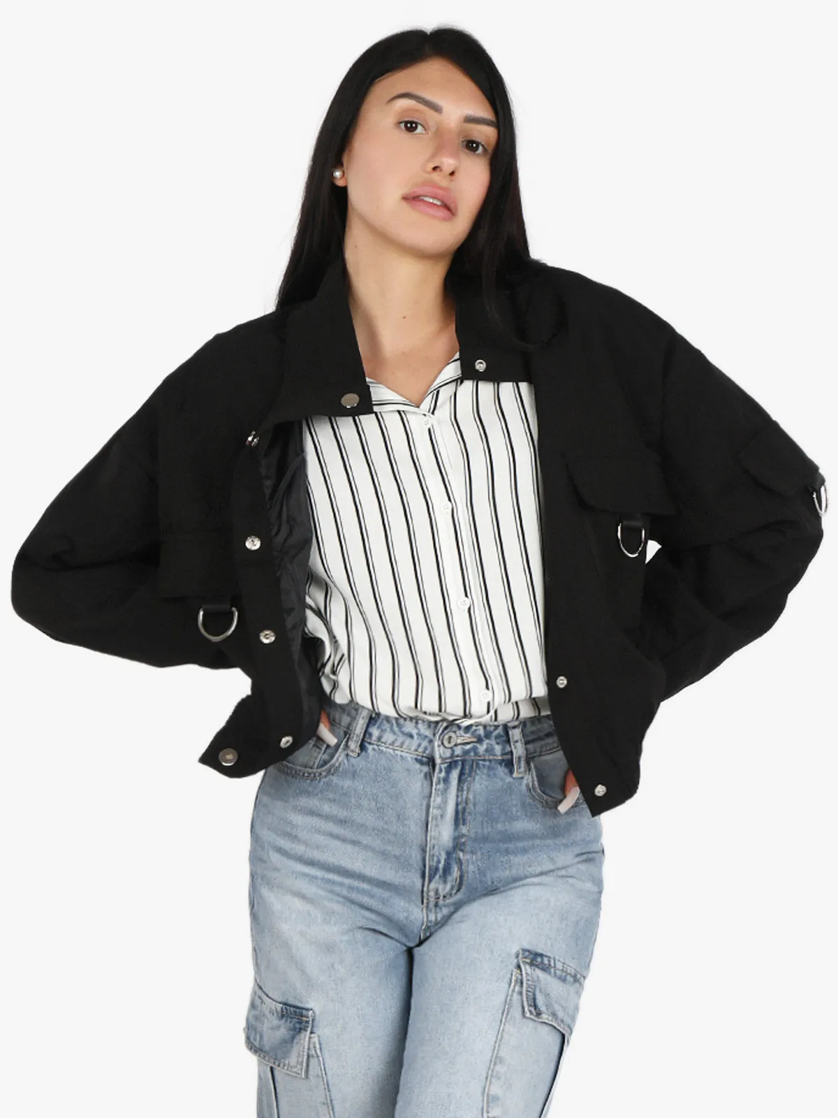 Solada Veste femme oversize avec boutons et poches