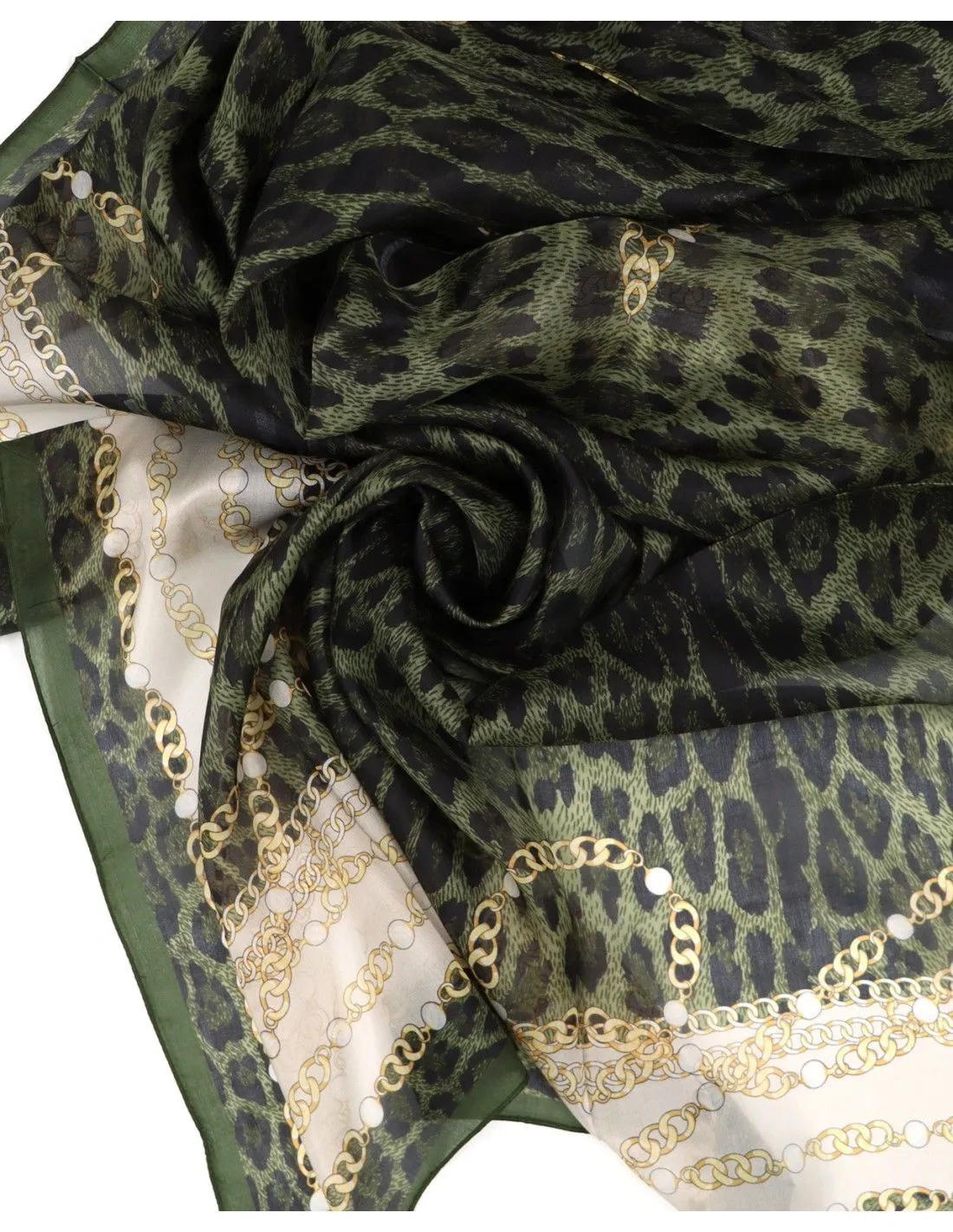 STOLA 180X110 CM IN PURA SETA CHIFFON "LEOPARD"