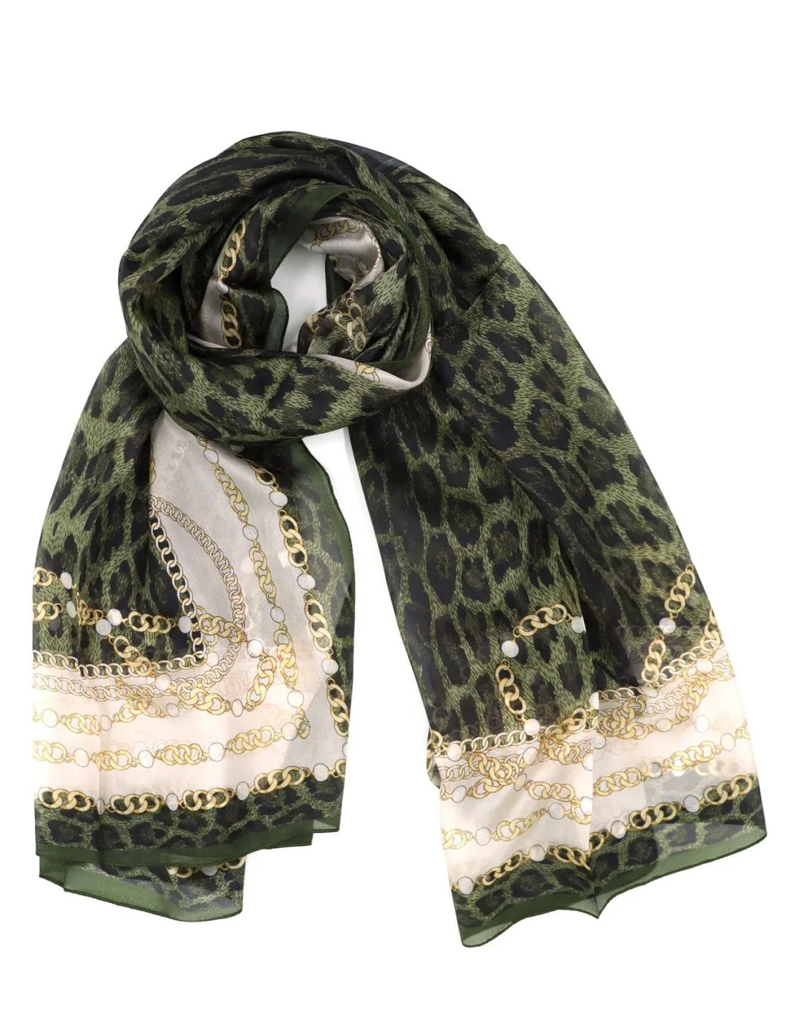 STOLA 180X110 CM IN PURA SETA CHIFFON "LEOPARD"