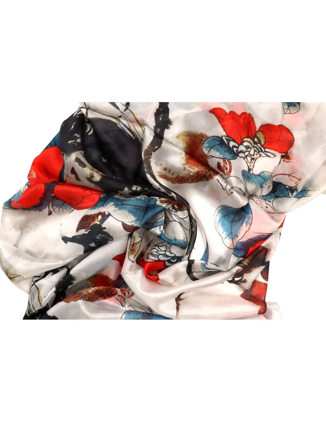 STOLA 180X110 CM IN PURA SETA "PAPAVERI"