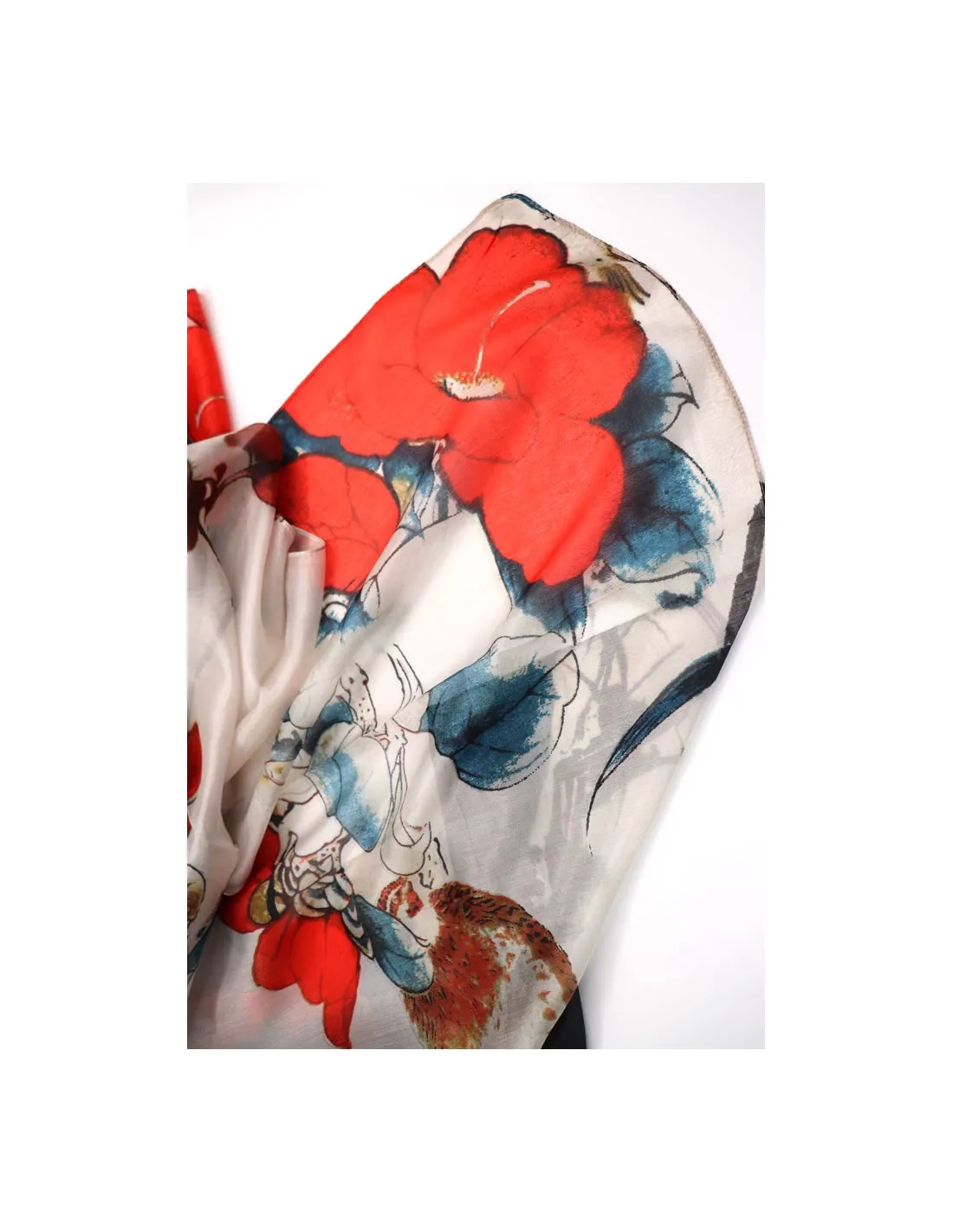 STOLA 180X110 CM IN PURA SETA "PAPAVERI"