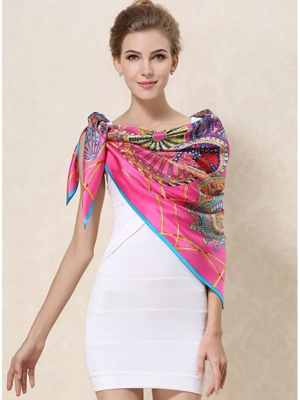 Stola Foulard di Pura Seta fucsia e blu online