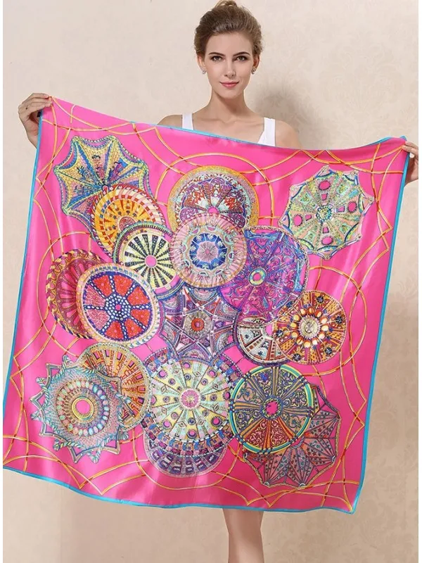 Stola Foulard di Pura Seta fucsia e blu online