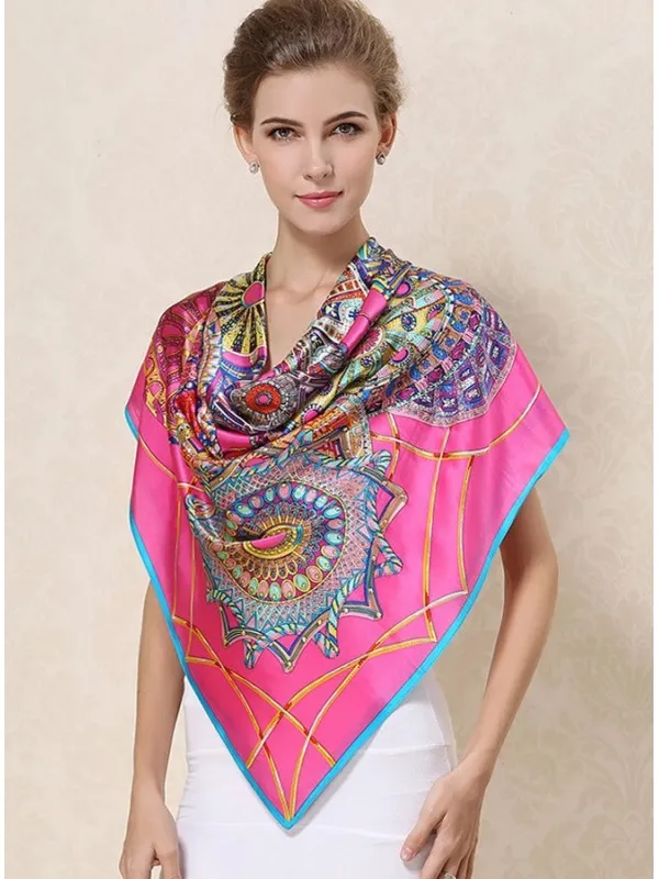 Stola Foulard di Pura Seta fucsia e blu online