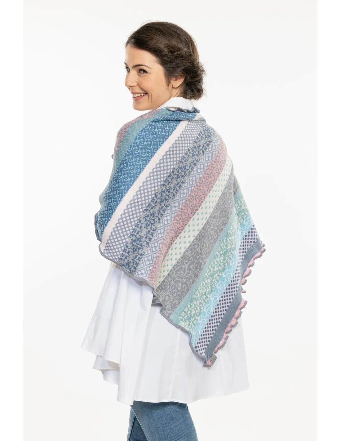 STOLA TRIANGOLARE IN COTONE BIOLOGICO JAQUARD "GRACE"