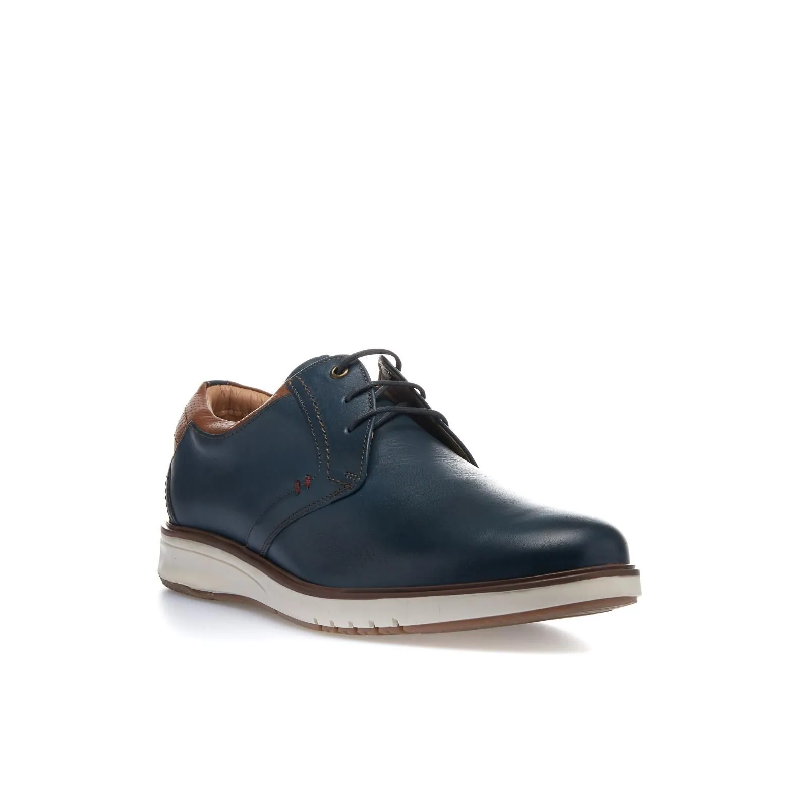 Stringate blu in pelle
