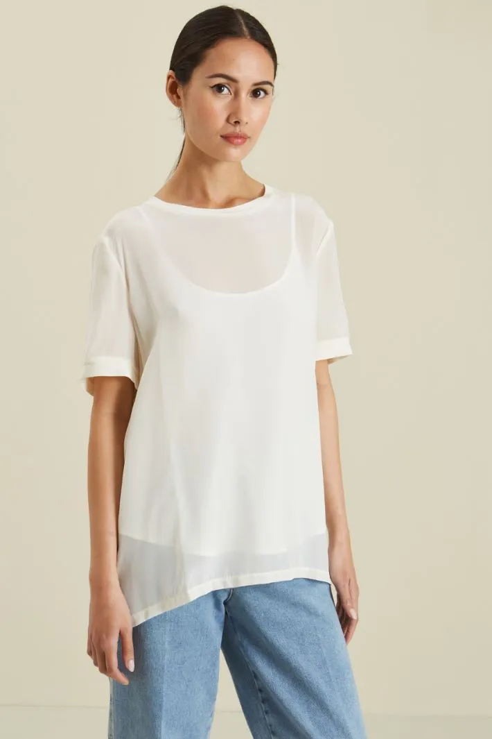 T-shirt in seta e jersey