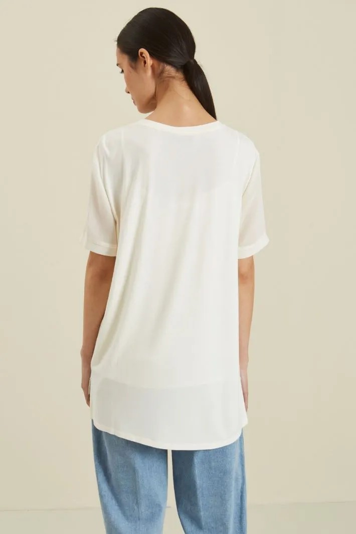 T-shirt in seta e jersey