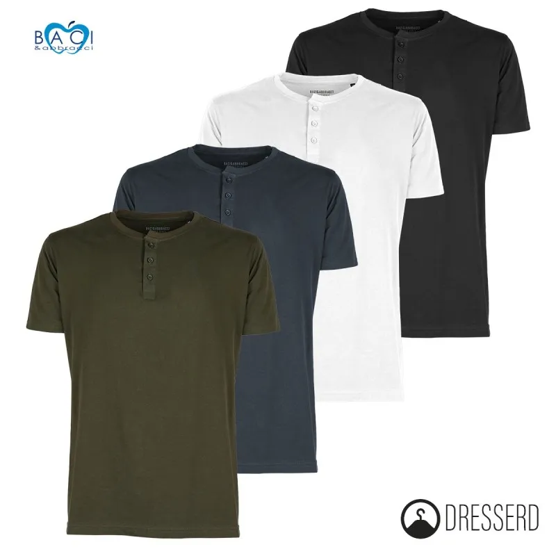 T-Shirt Uomo Baci & Abbracci Maglietta Serafino in cotone Regular Fit Maglie Dresserd