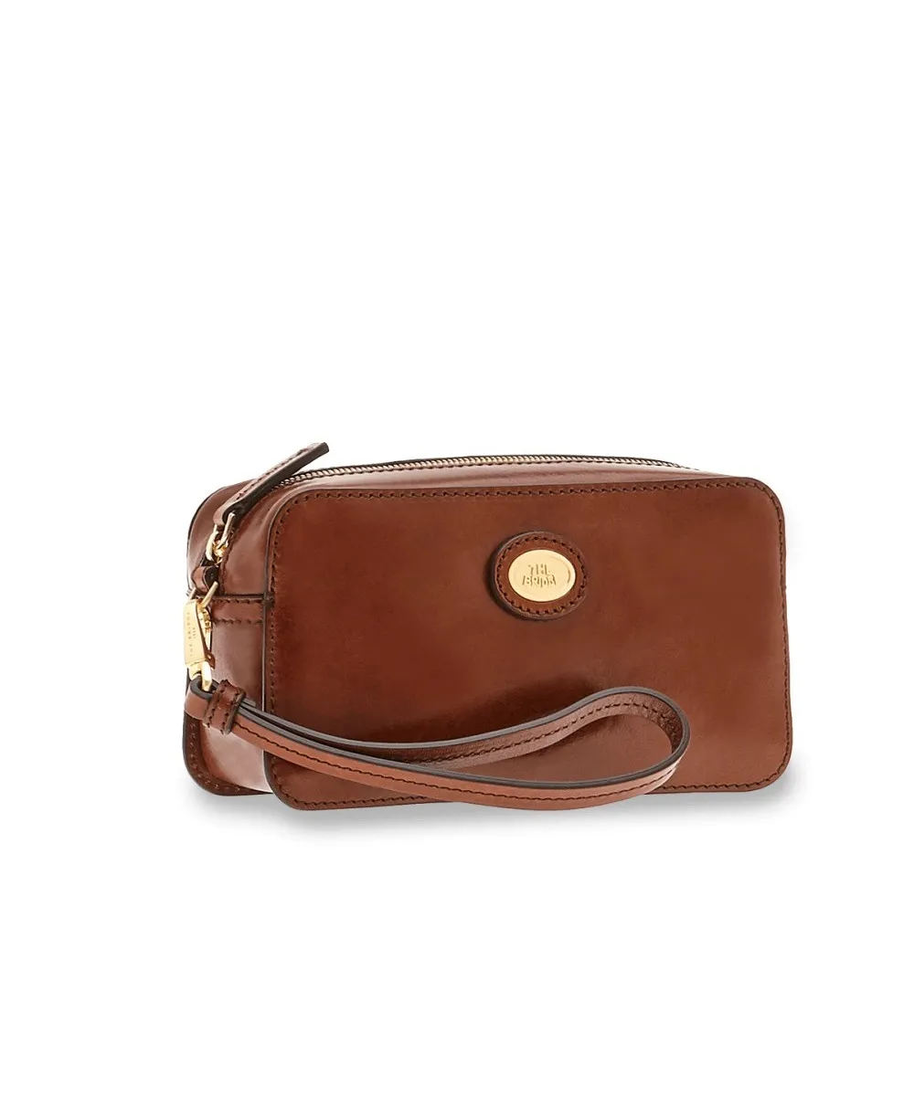 The Bridge Story pochette a mano con polsiera, pelle cuoio marrone