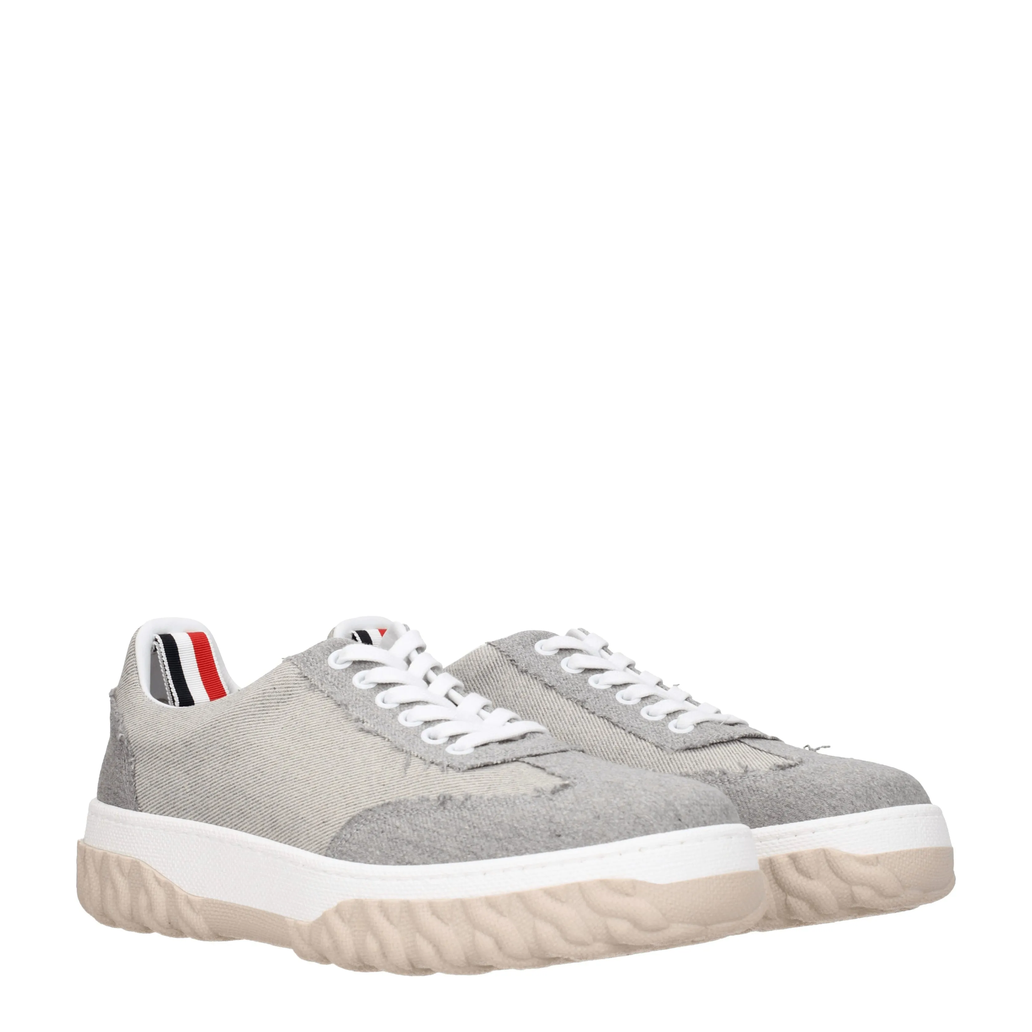 Thom Browne Sneakers Uomo Tessuto Grigio/Grigio Chiaro