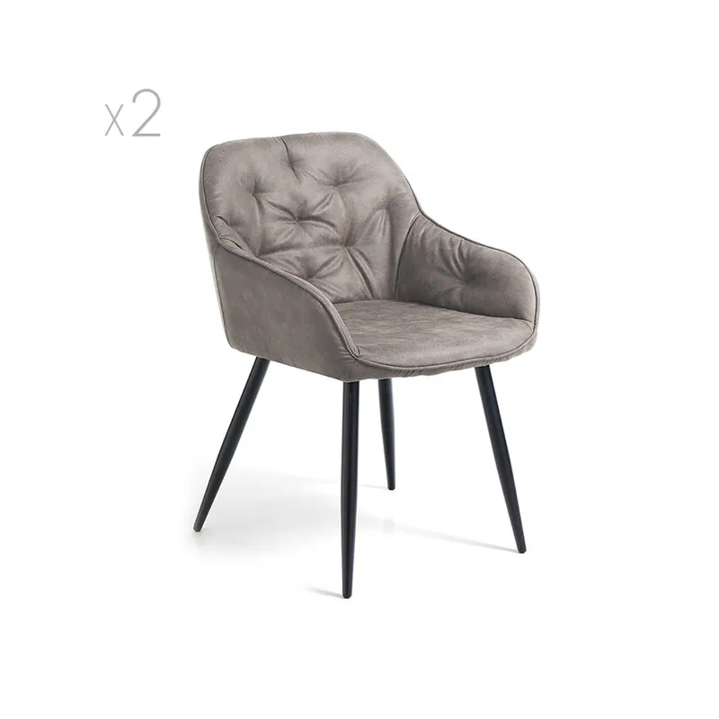 Tomasucci Set da 2 sedie imbottita Lovely, grigio/nero