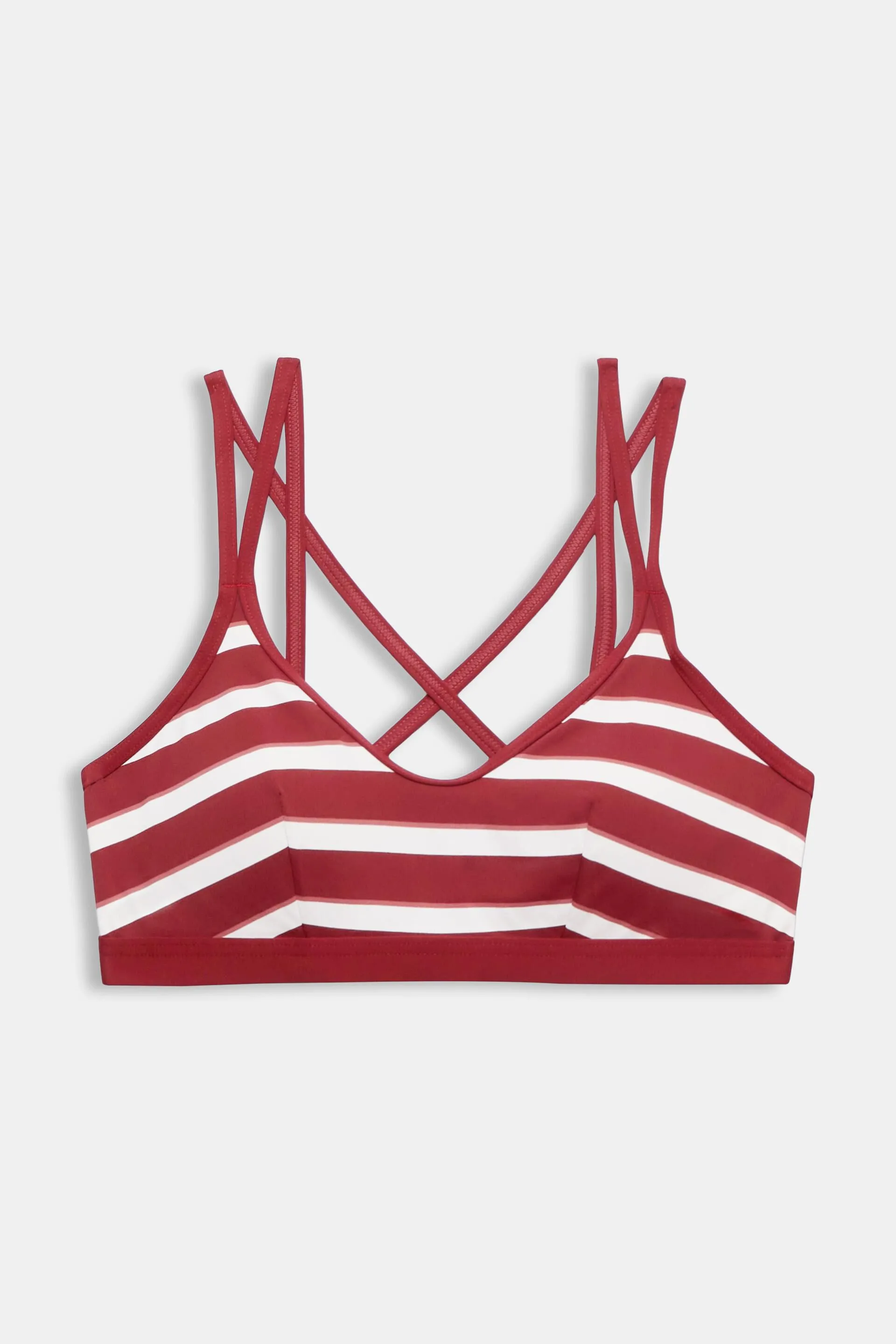 Top da bikini imbottito con righe & spalline incrociate