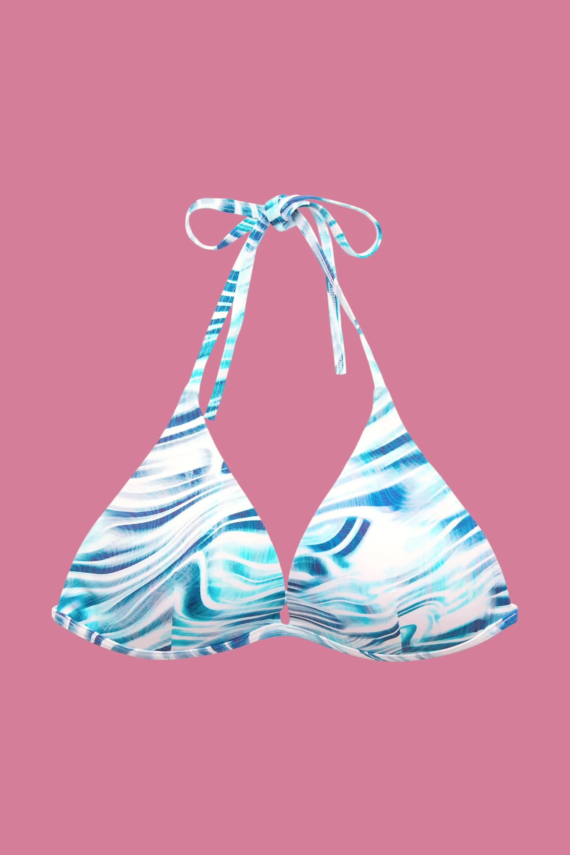 Top da bikini imbottito con stampa ondulata