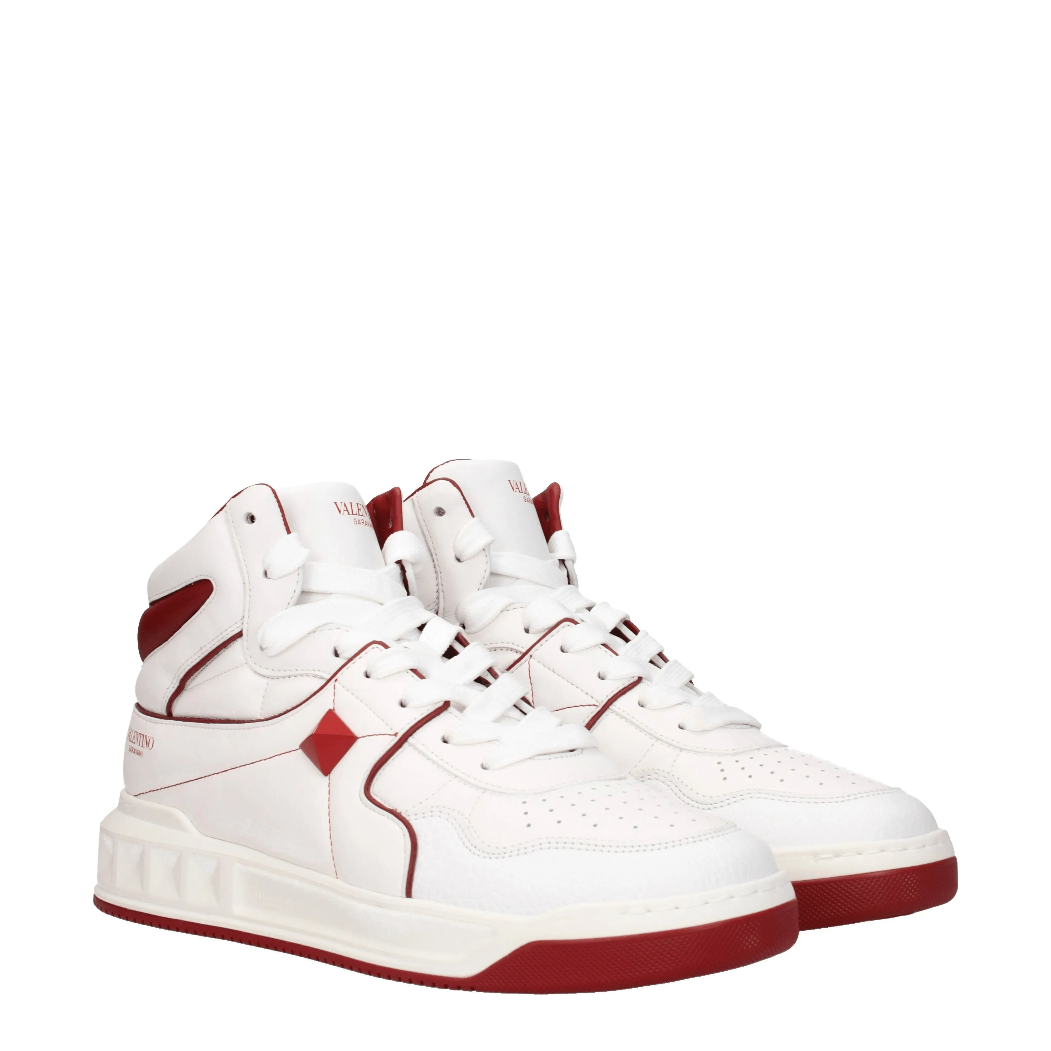 Valentino Garavani Sneakers One stud Uomo Pelle Bianco/Rosso