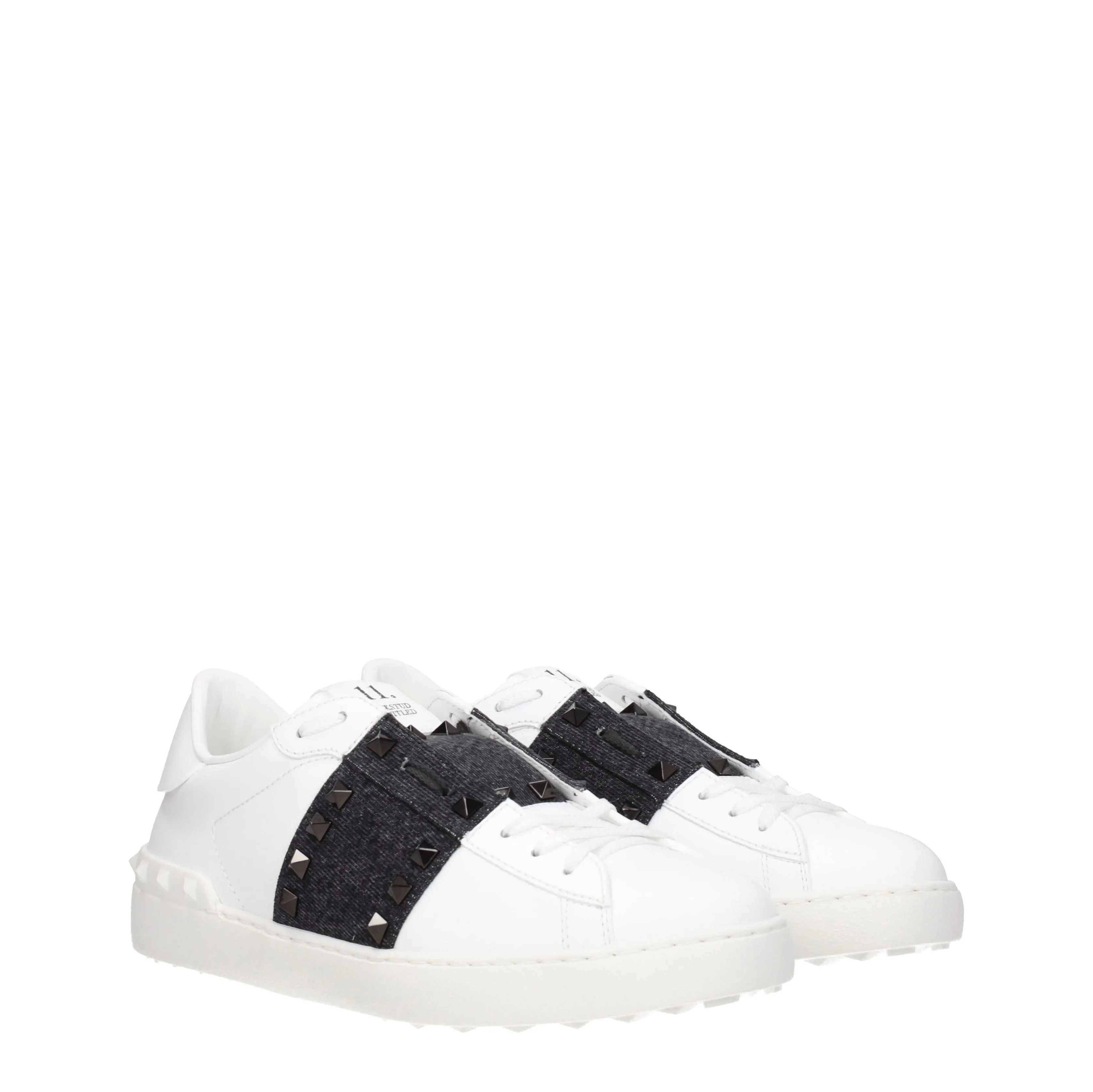 Valentino Garavani Sneakers Rockstud Uomo Pelle Bianco/Denim