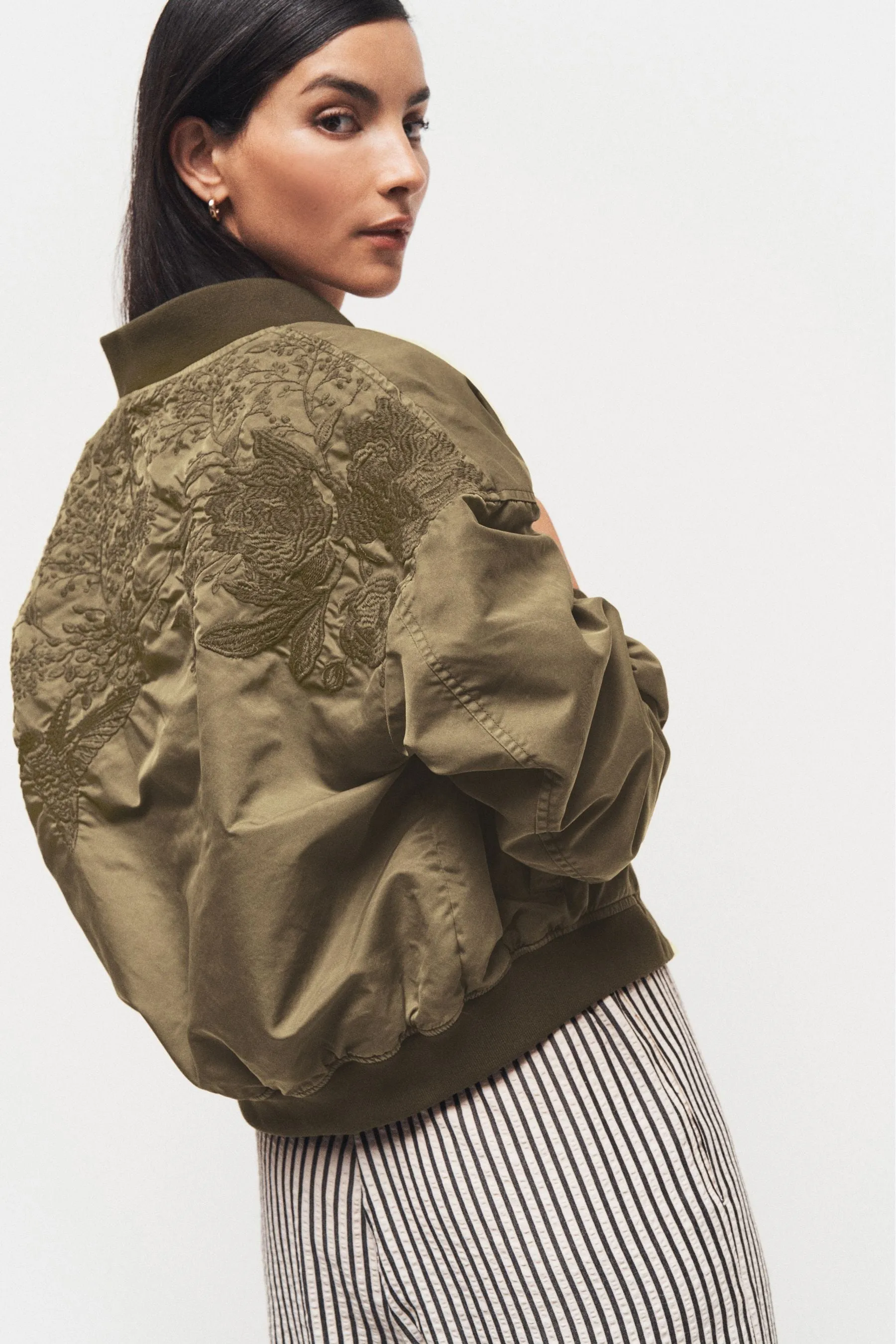 Verde kaki  - Bomber ricamato
