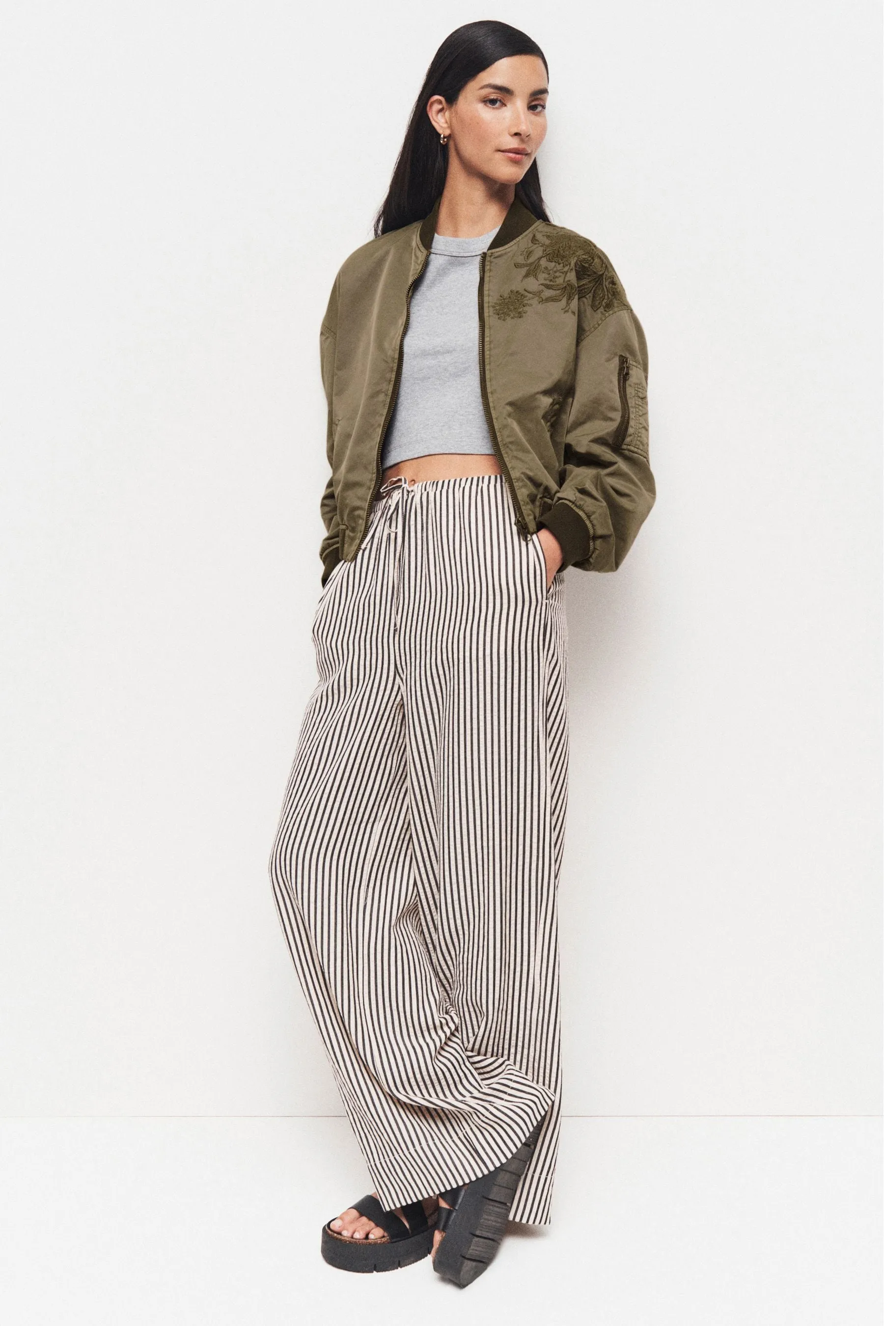 Verde kaki  - Bomber ricamato
