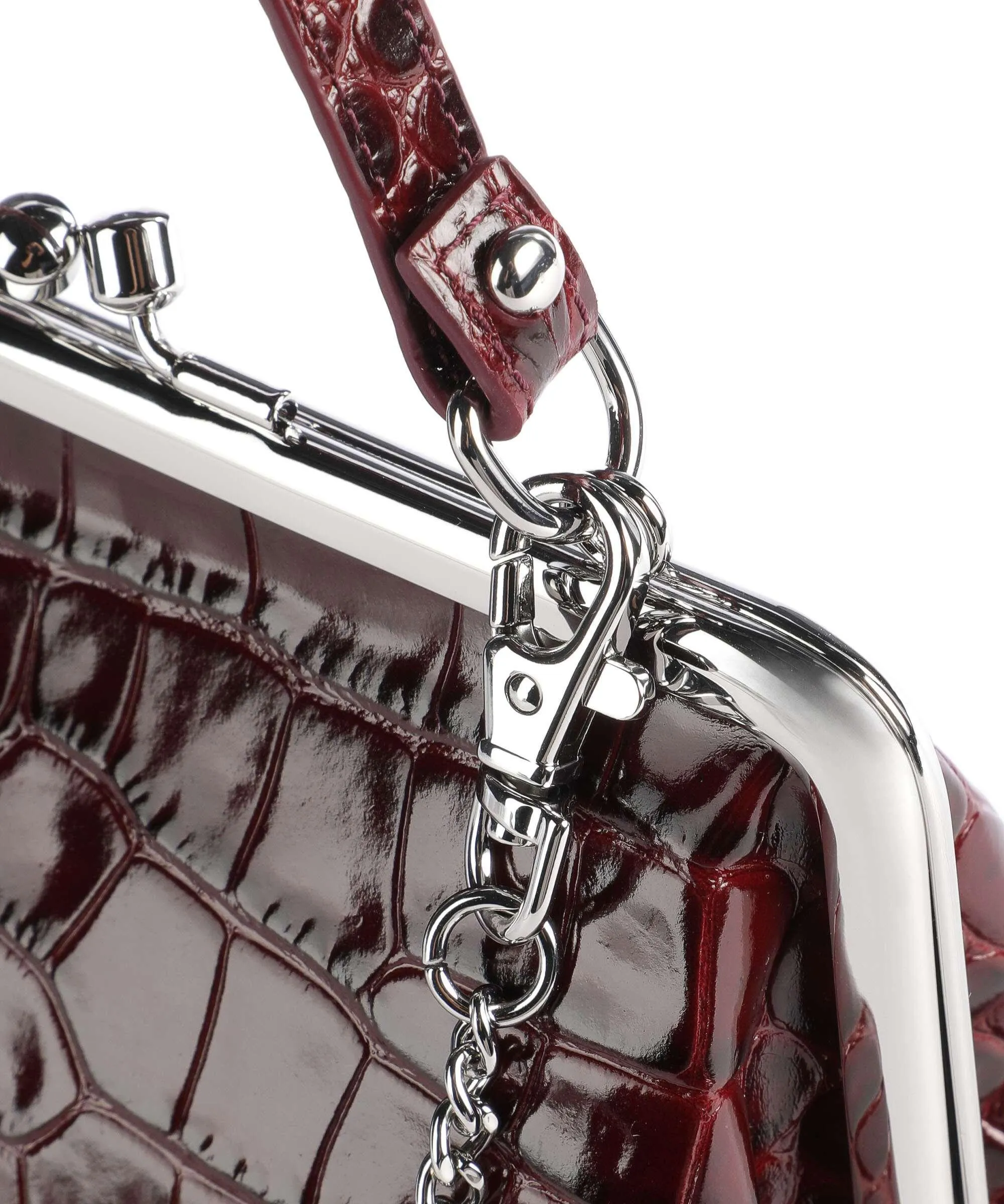  Vivienne Westwood Granny Embossed Croc Frame Borsa a tracolla pelle di vacchetta goffrata rosso scuro  