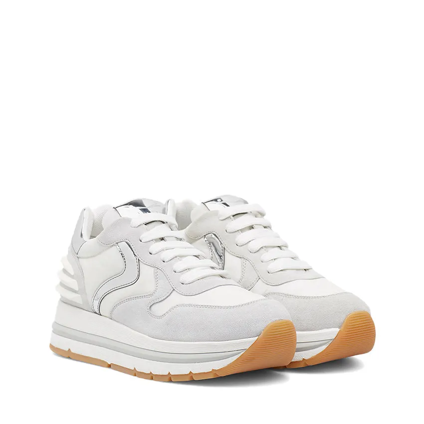 VOILE BLANCHE SNEAKERS 0012014751.06.1N02 MARAN POWER VELOUR/NYLON PIUMA/SPECCHIO BIANCO-ARGENTO
