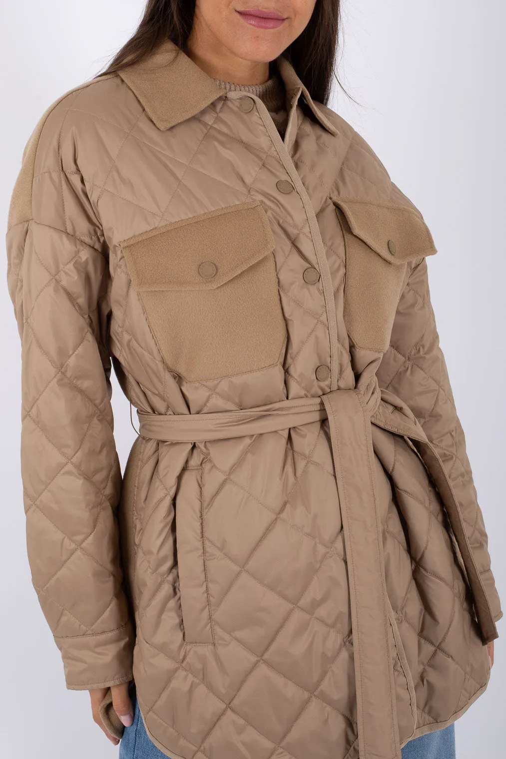 Weekend Giacca Imbottita C/cintura Marrone Donna