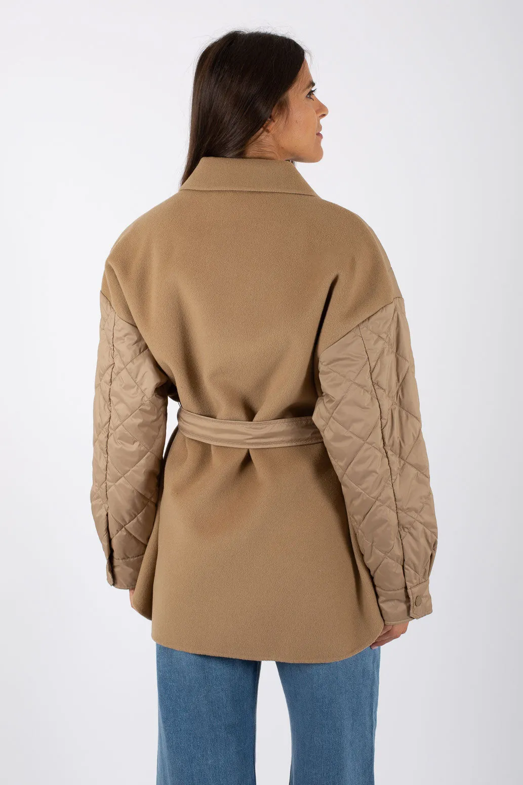 Weekend Giacca Imbottita C/cintura Marrone Donna