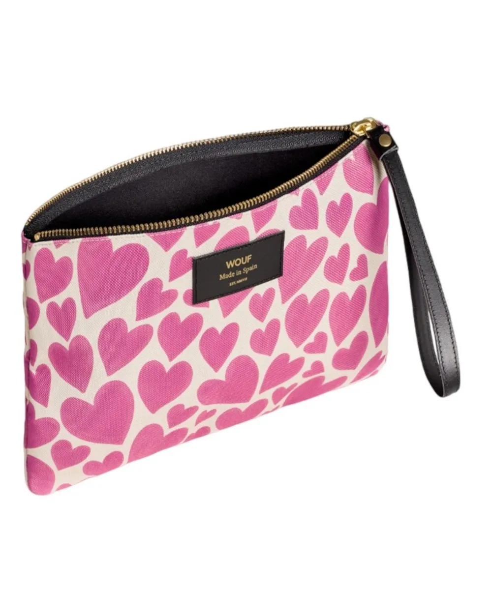 Wouf Pouch bag pochette a mano large pink love