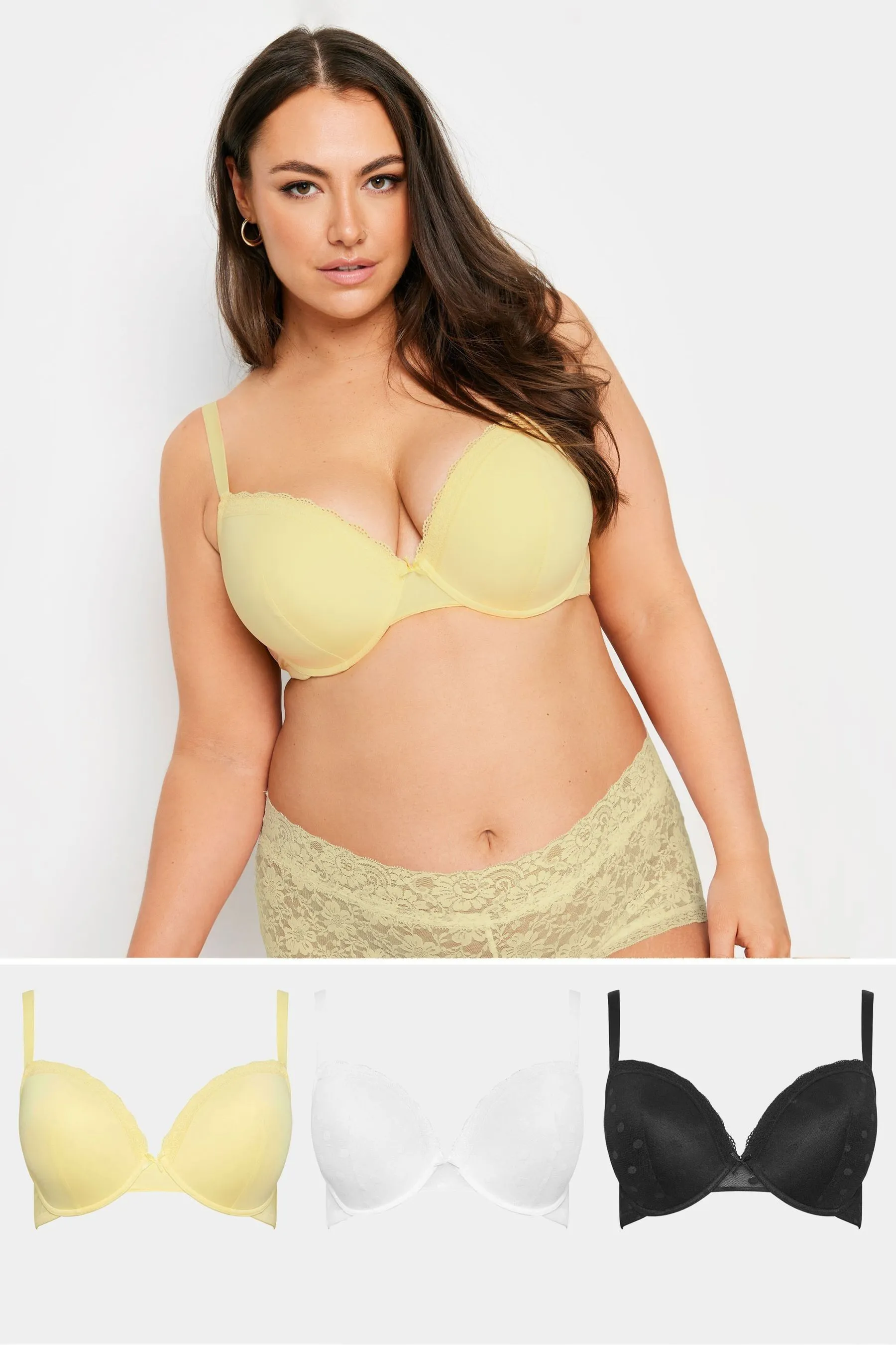 Yours Curve - Reggiseno T-shirt bra imbottito 3 Confezione
