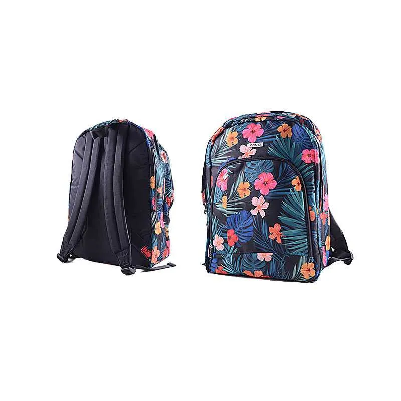 ZAINO ORGANIZZATO COMIX ALLOVER BLOSSOM FIORI 42X32X15CM.ZAINO SCUOLA COMIX 3 ZIP + 2 TASCHE CON ZIP PANINI SCUOLA ITALY